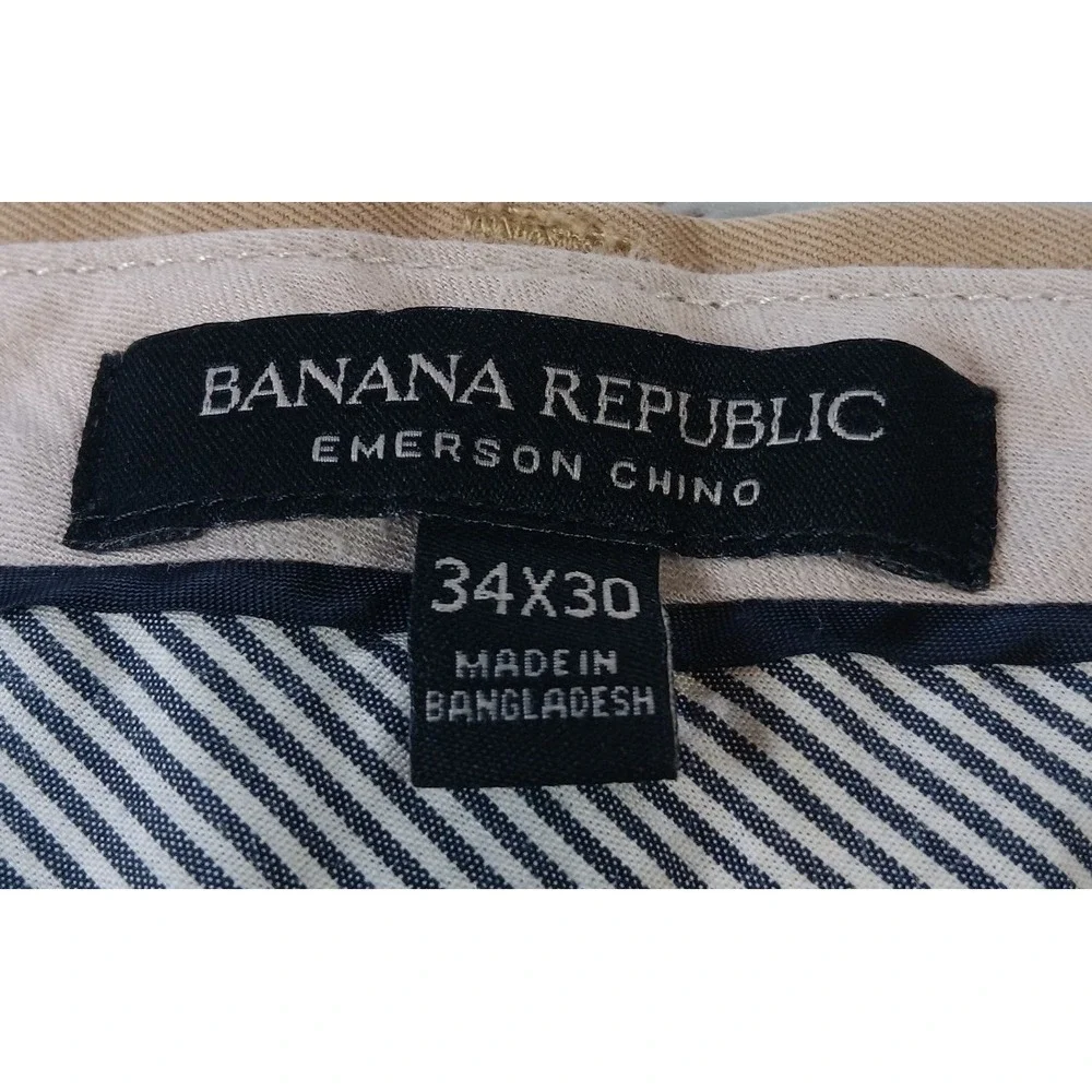 Banana Republic Men's‎ Emerson ChinoPants Beige 34x30 100% Cotton
